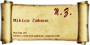 Mikics Zakeus névjegykártya